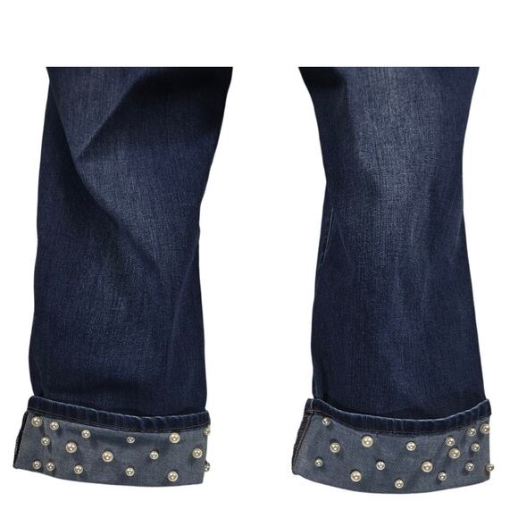 Eloquii Staight Leg Cuffed Hem With Faux Pearl Accents Women's Denim Jeans 26 - Picture 3 of 7